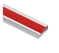 Profilo scala alluminio antiscivolo, striscia L rinforzata, montaggio autoadesivo facile, finitura decorativa, adatto a gradini piastrelle, legno, moquette(Red 45x21mm,1.1m/43in)