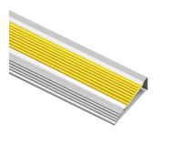 Profilo scala alluminio antiscivolo, striscia L rinforzata, montaggio autoadesivo facile, finitura decorativa, adatto a gradini piastrelle, legno, moquette(Yellow 60x21mm,1.4m/55in)