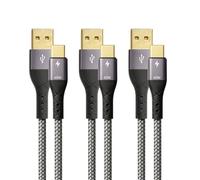 ProfiPatch - Cavo dati USB A a USB C, 60 W, QC 3 A, 3 x 2 m, colore grigio, con contatto dorato, per notebook, laptop e telefoni cellulari