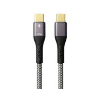 ProfiPatch - Cavo USB C a USB C, 0,5 m, 100 W, PD 3.0, 5 A, chip E-Mark grigio con contatto dorato, in tessuto, cavo dati USB, ricarica rapida per notebook, laptop e telefoni cellulari (2 m)