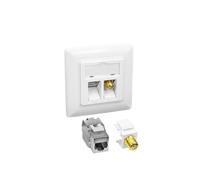 ProfiPatch Keystone - Presa di rete LAN, Cat6A, 500 MHz, da incasso, 1 connettore RJ45 + 1 connettore F POE CAT7, CAT6A, CAT6, CAT5, schermato bianco