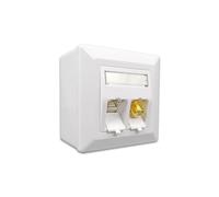 ProfiPatch Keystone - Presa di rete LAN, Cat6A, 500 MHz, montaggio a parete e a incasso, 1 porta RJ45 + 1 connettore F POE CAT7, CAT6A, CAT6, CAT5, schermato bianco