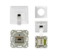 ProfiPatch - Presa di rete LAN, Cat6A, 500 MHz, da incasso, 1 porta RJ45 superiore/inferiore, POE CAT7, CAT6A, CAT6, CAT5, schermato bianco