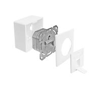 ProfiPatch - Presa di rete LAN, Cat6A, 500 MHz, montaggio a parete e a incasso, 1 porta RJ45 superiore/inferiore, POE CAT7, CAT6A, CAT6, CAT5, schermato bianco