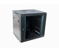 ProfiPatch SCENetwork - Alloggiamento da parete per elettronica, 12U, robusto, in rete, profondità 500 mm, completamente premontato, pannelli laterali rimovibili, ventilato, nero, RAL9004, porta