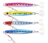 Profondo Affondamento Mare Esche da Pesca, WASAGA 4pz 60g/80g/100g/120g/150g/180g Metallo duro Mare Spinner Pesce Esca per Tonno Salmone Cernia & Jigging Lure