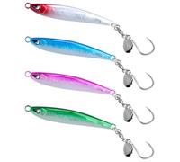 Profondo Affondamento Mare Esche da Pesca, WASAGA 4pz 60g/80g/100g/120g Sardine Metallo duro Mare Spinner Pesce Esca per il Nero Porgy Tonno Salmone Cernia & Jigging Lure