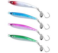 Profondo Affondamento Mare Esche da Pesca, WASAGA 4pz 60g/80g/100g/120g Sardine Metallo duro Mare Spinner Pesce Esca per il Nero Porgy Tonno Salmone Cernia & Jigging Lure