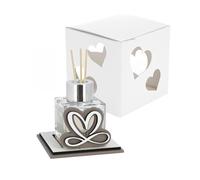 Profumatore con cuore in vetro e legno tortora 50 ml bomboniera per comunione, cresima, matrimonio, SD