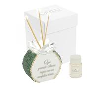 Profumatore con frase petali in cristallo glitter verde e filo strass, bomboniera per comunione, cresima, matrimonio, SD