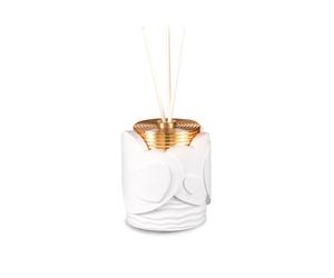 Profumatore Cuore Tappo Oro dimensione 7,2x h 8,5 cm per comunione battesimo in scatola regalo , bomboniera bianco