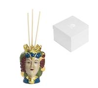 Profumatore d'ambiente Donna Testa di Moro in Porcellana. Regalo, Souvenir Sicilia, Bomboniera Matrimonio con Elegante Scatola