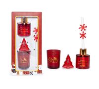 Profumatore Natalizio kit diffusore candela e 3 tealight vaniglia e frutti rossi Rosso
