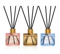 Profumatore per Ambienti 3 Pack 50ml Pesca/Osmanto/Shangri-la,Diffusore Profumo Ambiente con 12 Bastoncini,Diffusore di Fragranze per Bagno,Appartamento