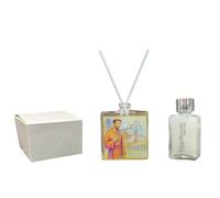 Profumatore quadrato in vetro S. FRANCESCO D'ASSISI - SACRI con dettagli in ORO in scatola da regalo. Bomboniere Matrimonio, Battesimo, Comunione, Cresima, Laurea, Anniversari e regali utili