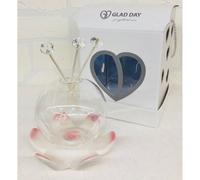 Profumatore vetro tondo con base fiore ROSA in porcellana MADE IN ITALY 0QD6
