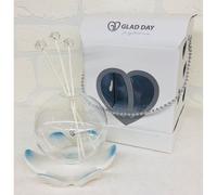 Profumatore vetro tondo su fiore CELESTE in porcellana MADE IN ITALY 0QD7