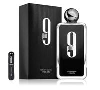 Profumo 9 PM Eau de Parfum 100 ml, profumo arabo per uomo di lunga durata, con atomizzatore ricaricabile 5 ml, fragranza dolce e speziata con mela rossa, lavanda, cannella e vaniglia (9 pm)