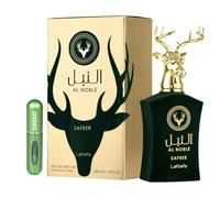 Profumo al nobile Safeer originale 100 ml, profumo arabo unisex a lunga durata, Eau da Parfum, con nebulizzatore 5 ml, fragranza con note speziate, floreali e legnose (Safeer)