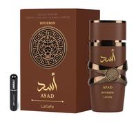 Profumo Asad Bourbon 100 ml, EDP unisex con aromi di lunga durata fragranza orientale speziata con note di pepe rosa, lavanda e vaniglia Bourbon include atomizzatore ricaricabile 5 ml (Asad Bourbon)