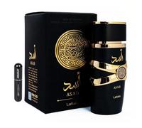 Profumo Asad Original 100 ml, Eau da Parfum importato da Dubai con aromi dolci di lunga durata, ideale per l'uso quotidiano e notturno, include atomizzatore ricaricabile 5 ml (Asad Black)