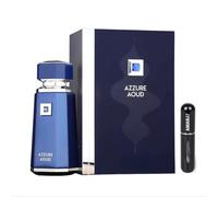 Profumo Azzure Aoud 100 ml, profumo arabo di lunga durata, eau de parfum importato da Dubai, include atomizzatore ricaricabile 5 ml, fragranza legnosa con note di frutto della passione, Oud e pelle