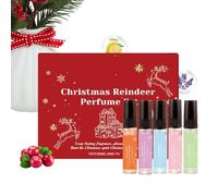 Profumo da donna - 5 spray a olio naturale di renna di Natale da 5 ml, a lunga durata per donne e uomini, bagno, lavoro, viaggi, vita quotidiana, appuntamenti e feste