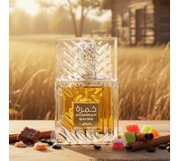 Profumo - Eau de Parfum unisex Khamrah Qahwa 100ML della marca Lattafa- Fragranza avvolgente e calda- Note di testa: Bergamotto, Noce moscata, Cannella- Note di cuore: Datteri, Mahonial, Pralina, Tube