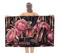Profumo floreale, tacchi, gioielli, telo mare oversize, asciugatura rapida, senza sabbia, in microfibra, asciugamano da viaggio, leggero, multiuso, coperta da spiaggia, piscina, palestra, bagno, 51x31