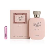 Profumo Hawas Éclat Eau de Parfum 100 ml, profumo arabo per donna a lunga durata, con atomizzatore ricaricabile, fragranza femminile floreale e luminosa con note di litchi, rosa e incenso (Éclat)