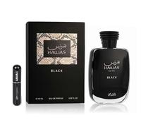 Profumo Hawas For Him Black EDP 100 ml, Profumo Arabo per Uomo a Lunga Durata con Atomizzatore Ricaricabile, Fragranza Citrica Legnosa con Note di Ananas, Patchouli e Muschio di Quercia (For Him Black
