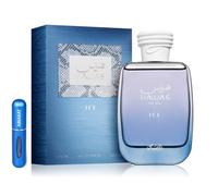 Profumo Hawas For Him Ice Eau De Parfum 100 ml, profumo arabo per uomo a lunga durata con atomizzatore ricaricabile, fragranza agrumata legnosa con note di mela, bergamotto e ambra (For Him Ice)