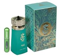 Profumo Khair Pistacchio 100 ml, profumo arabo unisex a lunga durata, Eau de Parfum include atomizzatore 5 ml, fragranza Gourmand con note di pistacchio e vaniglia (pennacchio)