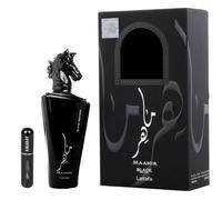 Profumo Maahir Black Edition originale 100 ml, profumo arabo unisex di lunga durata, Eau da Parfum importato da Dubai, include atomizzatore ricaricabile 5 ml (Black Edition)