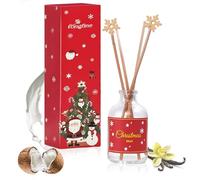 Profumo natalizio per ambienti, 50 ml, olio essenziale di Natale, diffusore per aromaterapia, diffusore essenziale naturale, con 4 bastoncini di profumo per bagno, decorazione (latte di cocco