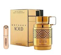 Profumo Odyssey Aoud Edition 100 ml, profumo unisex arabo, orientale e legnoso, a lunga durata, Eau de Parfum, con nebulizzatore da 5 ml, profumo raffinato con note di Oud e spezie (Aoud)