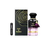 Profumo Oud & Roses Eau de Parfum 60 ml, profumo arabo unisex a lunga durata, con atomizzatore ricaricabile 5 ml, fragranza rosa orientale con legno nobile e ambra (Oud & Roses)