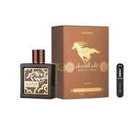 Profumo Qaed Al Fursan Untamed Eau de Parfum 90 ml, profumo arabo unisex a lunga durata, con nebulizzatore da 5 ml, fragranza speziata e speziata con note di cardamomo, lavanda e ambra (Untamed)