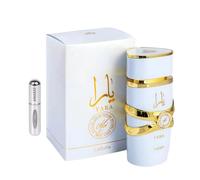 Profumo Yara MOI bianco originale 100 ml, profumo arabo di lunga durata, Eau da Parfum importato da Dubai, include atomizzatore ricaricabile 5 ml, fragranza tropicale e vibrante, unisex (Yara MOI)