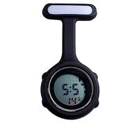 Profusion circle Orologio da infermiere con display digitale in silicone, con spilla, per infermieri, medici, paramedici, colore: nero
