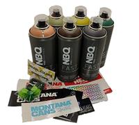 PROGAL COLORS NBQ FAST CAMUFLAJE Pack (6 x Spray 400 mL + 6 x Diffusore / Cap + Kit di adesivi) Vernice spray ad alta pressione finitura opaca multisuperficie Muralismo e decorazione