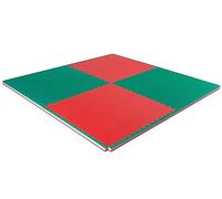 PROGAME Kit 4 pezzi Tatami Palestra 100x100x4 cm [Superficie Totale 200x200 cm] Performance PLUS Home Verde/Rosso. Tappeto Arti Marziali Professionale