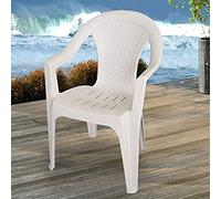 PROGARDEN Set di 6 sedie impilabili da Giardino, da Balcone o da Bar, impilabili, con Effetto Rattan Modello Ischia Colore: Bianco