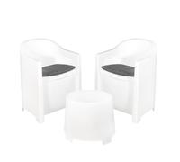 Salotto da esterno interno bianco 2 poltrone sedie con tavolo per giardino casa