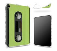 Progettata per iPad di 9a generazione 2021/8a generazione 2020/7a generazione 2019 da 10,2 pollici, retro trasparente con cassetta a nastro verde, protezione angolare sottile in morbido TPU antiurto