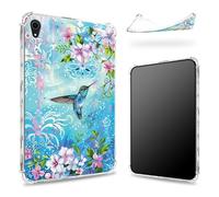 Progettata per iPad Mini 6 8,3 pollici 2021 Mini 6a generazione, retro trasparente con colibrì e fiori, sottile e morbido TPU protezione angolare antiurto copertura paraurti