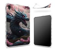 Progettata per iPad Mini 6 8,3 pollici 2021 Mini 6a generazione, retro trasparente con drago rosa Sakura, sottile e morbido TPU protezione angolare antiurto copertura antiurto