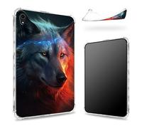 Progettata per iPad Mini 6 8,3 pollici 2021 Mini 6a generazione, retro trasparente con Fantasy Art Wolf, sottile e morbido TPU protezione angolare antiurto copertura antiurto