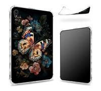 Progettata per iPad Mini 6 8,3 pollici 2021 Mini 6a generazione, retro trasparente con farfalla con fiori, sottile e morbido TPU protezione angolare antiurto copertura paraurti
