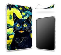 Progettata per iPad Mini 6 8,3 pollici 2021 Mini 6a generazione, retro trasparente con gatto nero stile pittura a olio, sottile e morbido TPU protezione angolare antiurto copertura paraurti